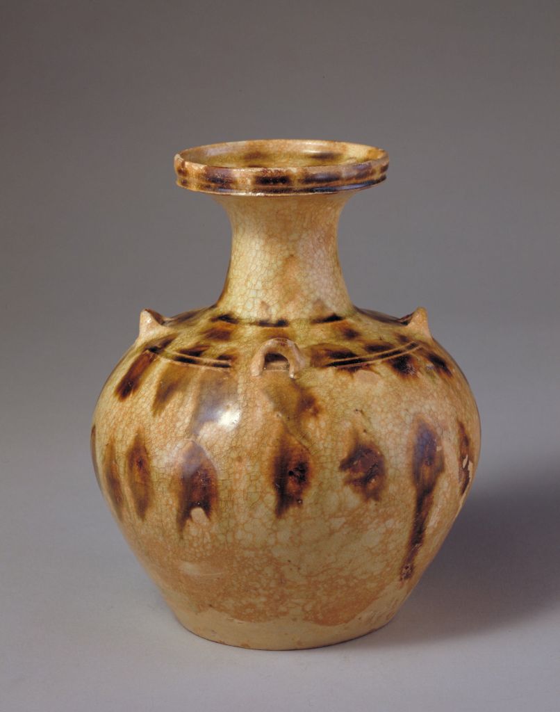 图片[1]-Yueyao celadon glaze brown spot four-series pot-China Archive